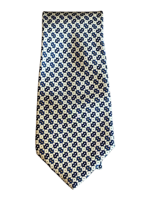 Barneys New York Beige & Blue Print Silk Abstract Men's Ties Beige & Blue Print