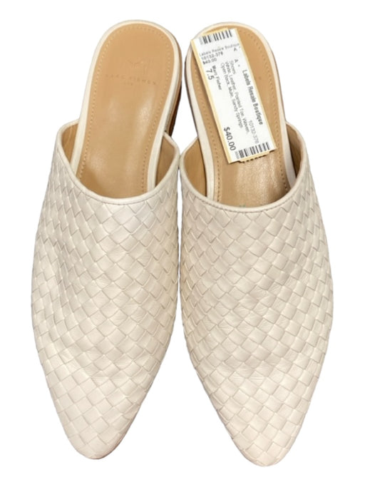 Marc Fisher Shoe Size 7.5 White Leather Pointed Toe Woven Open Back Mule Shoes White / 7.5
