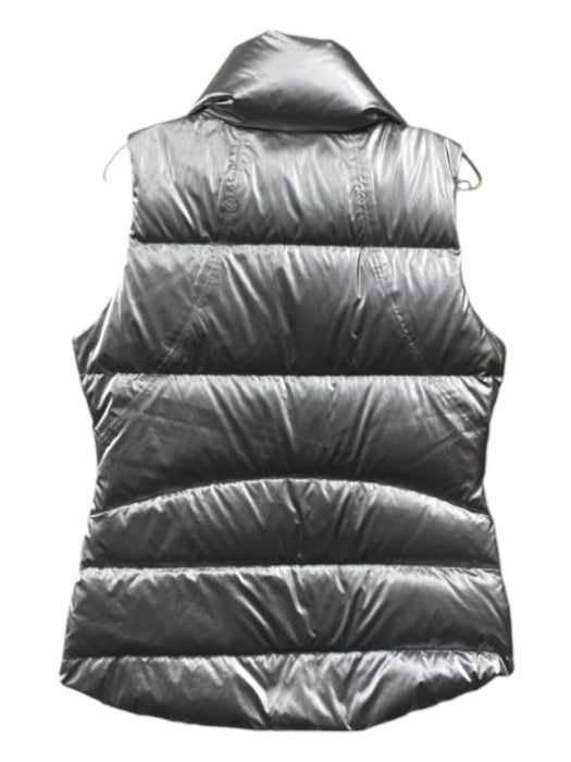 Athleta Size M Silver Nylon Blend Down Fill Puffer Full Zip Sleeveless Vest Silver / M