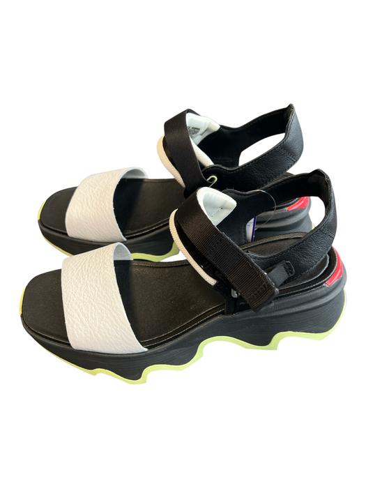 Sorel Shoe Size 7.5 Black & Green Manmade Material Platform Velcro Ankle Shoes Black & Green / 7.5