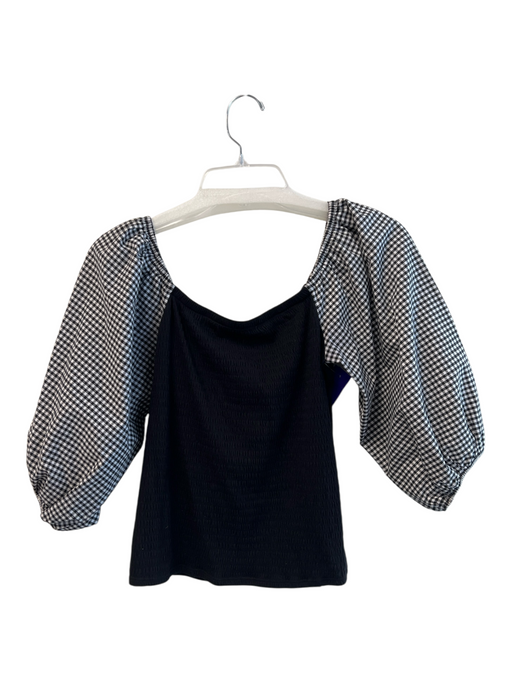 Who Wear What When Where Size XS Black & White Cotton Blend Square Neck Top Black & White / XS