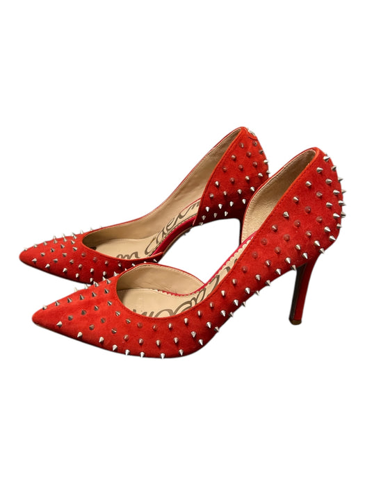 Sam Edelman Shoe Size 8 Red Suede Spike Detail Stiletto Pointed Toe Pump Shoes Red / 8