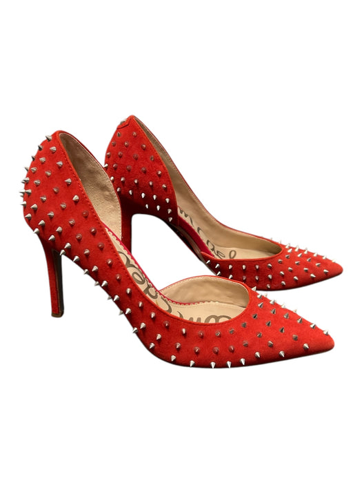 Sam Edelman Shoe Size 8 Red Suede Spike Detail Stiletto Pointed Toe Pump Shoes Red / 8