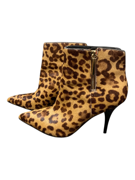 Mark Fisher Shoe Size 8 Brown Cow Hair Animal Print Side Zip Stiletto Booties Brown / 8