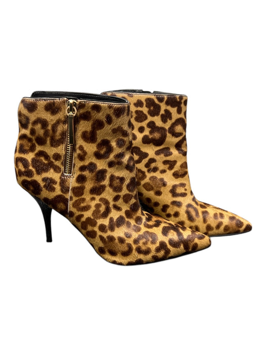 Mark Fisher Shoe Size 8 Brown Cow Hair Animal Print Side Zip Stiletto Booties Brown / 8