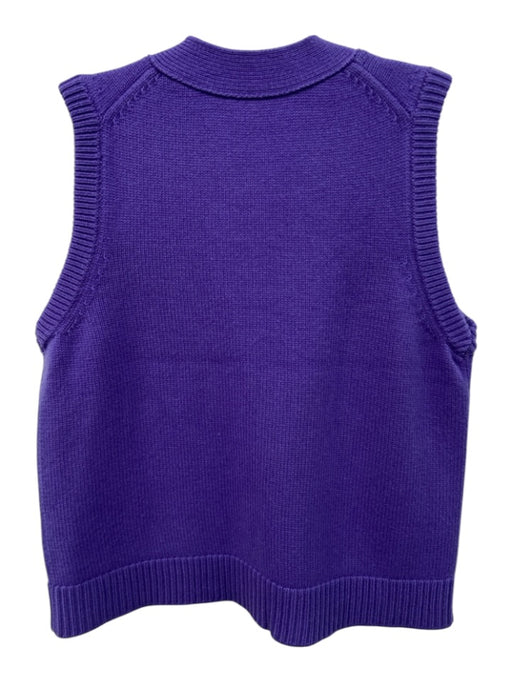 Me & Em Size S Purple Wool & Cashmere V Neck Sleeveless bejeweled buttons Vest Purple / S