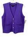 Me & Em Size S Purple Wool & Cashmere V Neck Sleeveless bejeweled buttons Vest Purple / S