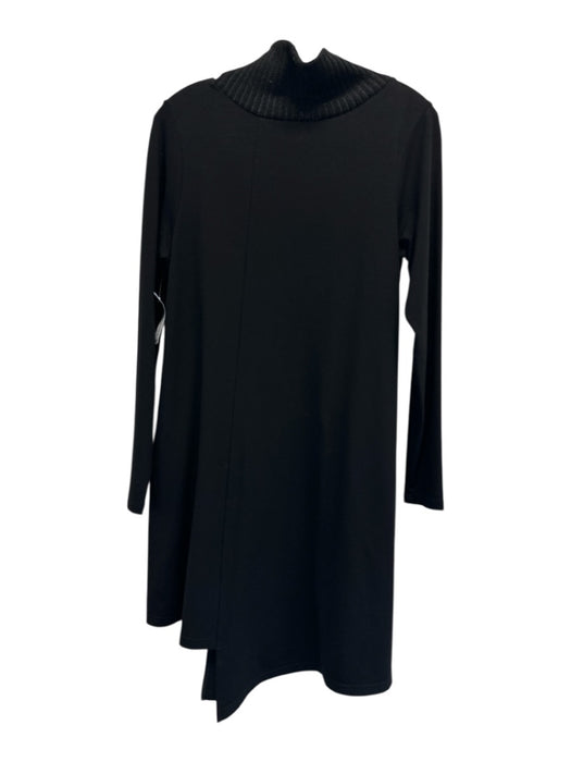 NY 77 Size 1 Black & Navy Blue Viscose Blend Knit neck Front Lace Up Dress Black & Navy Blue / 1