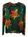 Petite Pois Size L Navy, Green & Red No Fabric Tag Mock Neck Sheer Top Navy, Green & Red / L
