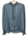 ME+EM Size 6 Light Wash Cotton Long Sleeve Ruffles Button Up Top Light Wash / 6