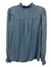 ME+EM Size 6 Light Wash Cotton Long Sleeve Ruffles Button Up Top Light Wash / 6