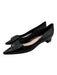 Chanel Shoe Size 38 Black Leather Pointed Toe Quilted Interlocking CC Pumps Black / 38
