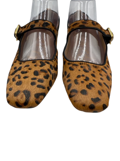 Sam Edelman Shoe Size 7 Mixed Brown Pony Hair Square Toe Leopard Mary Jane Flats Mixed Brown / 7