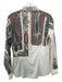 Etro Size 44 White & Multi Cotton Blend Long Sleeve Paisley Print Collar Top White & Multi / 44