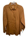 A Day Size S Brown Linen Blend Collared Button Up Long Sleeve Paneled Top Brown / S
