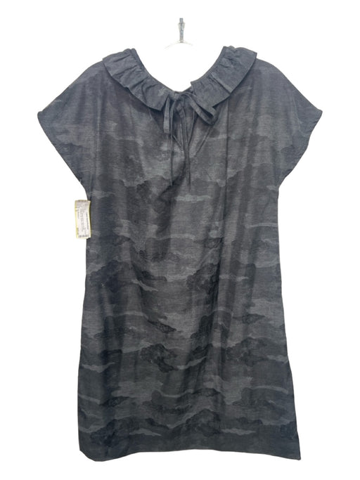 Ann Mashburn Size S Gray Viscose Blend Camo Ruffle Neckline Cap Sleeve Dress Gray / S