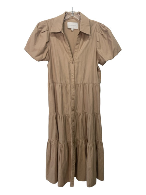 Brochu Walker Size S Khaki Beige Polyester Blend Collared Button Up Tiered Dress Khaki Beige / S