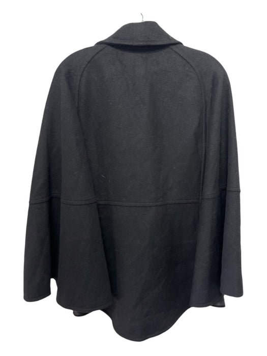 Abbey Glass Size S Black Wool Blend Snap Closure Collared Cape Coat Black / S