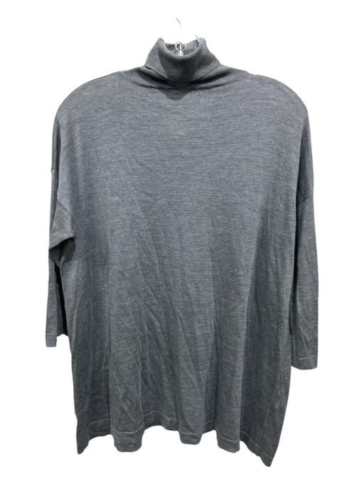 6397 Size M Gray Silk & Cotton Turtle Neck 3/4 Sleeve Knit Top Gray / M
