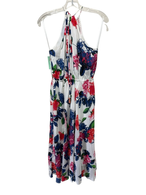 Milly Size 6 White & Multi Silk Sleeveless Floral Tie Detail Maxi Dress White & Multi / 6