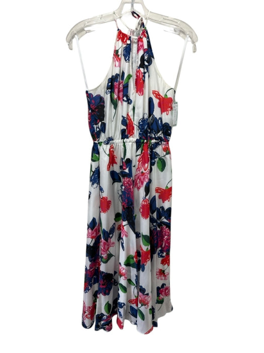Milly Size 6 White & Multi Silk Sleeveless Floral Tie Detail Maxi Dress White & Multi / 6
