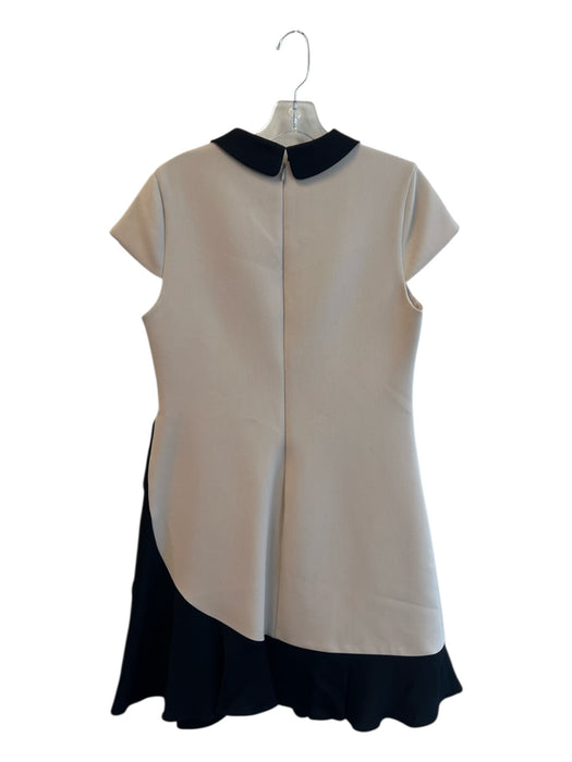 Kate Spade Size 8 Off White & Black Polyester Cap Sleeve Peter Pan Collar Dress Off White & Black / 8