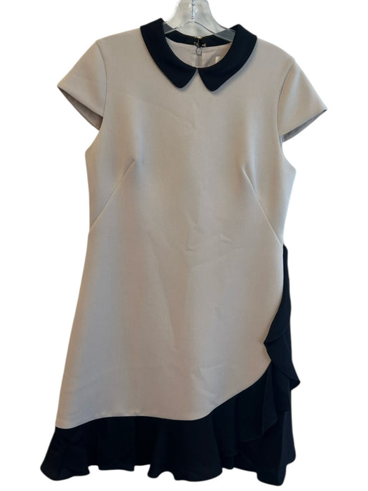 Kate Spade Size 8 Off White & Black Polyester Cap Sleeve Peter Pan Collar Dress Off White & Black / 8