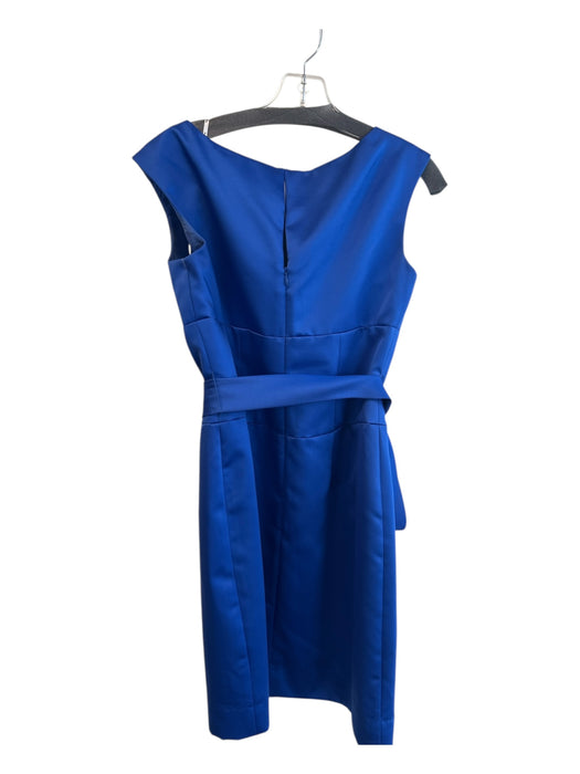 Kay Unger Size 8 Royal Blue Polyester Sleeveless Back Zip Round split neck Dress Royal Blue / 8