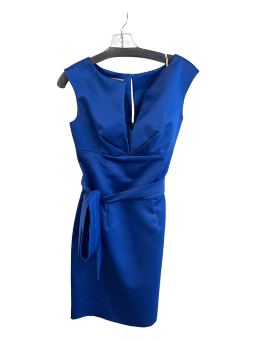 Kay Unger Size 8 Royal Blue Polyester Sleeveless Back Zip Round split neck Dress Royal Blue / 8