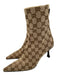 Gucci Shoe Size 36 1/2 Tan & brown Canvas Guccisima Pointed Toe Back Zip Booties Tan & brown / 36 1/2