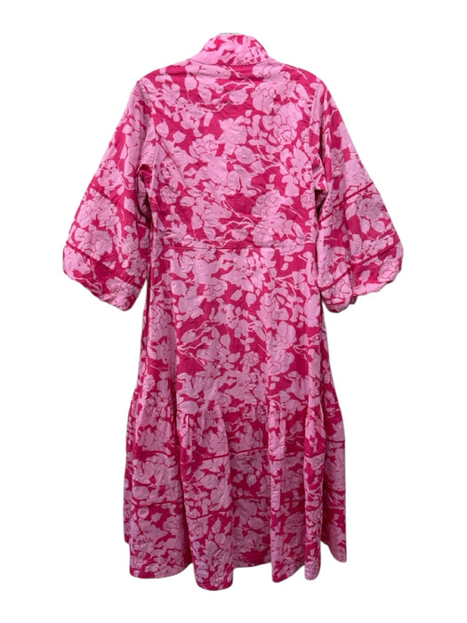 Hyacinth House Size S Pink Cotton 1/2 Button 3/4 Balloon Sleeve Floral Dress Pink / S