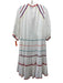 Crosby Size S White & Multi Tencel & Cotton Tie Neck Tassles Maxi Dress White & Multi / S