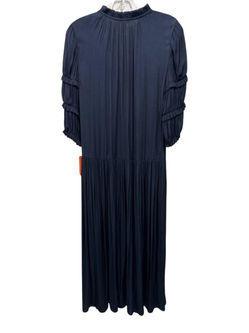Rebecca Taylor Size S Navy Poly Blend Long Sleeve Keyhole Neck Maxi Dress Navy / S