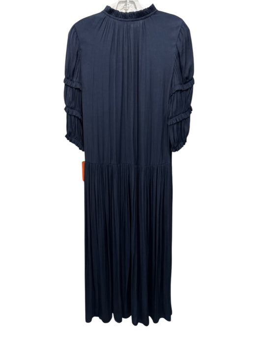 Rebecca Taylor Size S Navy Poly Blend Long Sleeve Keyhole Neck Maxi Dress Navy / S