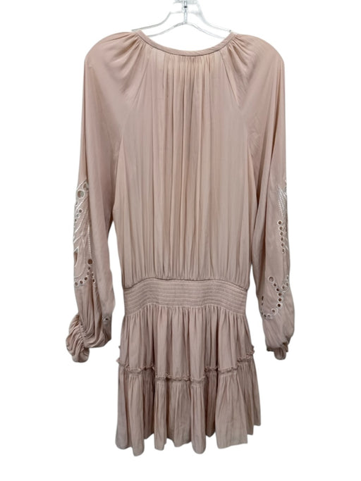 Ramy Brook Size M Light Pink Polyester Smocked Waist Band Long Sleeve Dress Light Pink / M