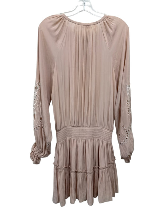 Ramy Brook Size M Light Pink Polyester Smocked Waist Band Long Sleeve Dress Light Pink / M