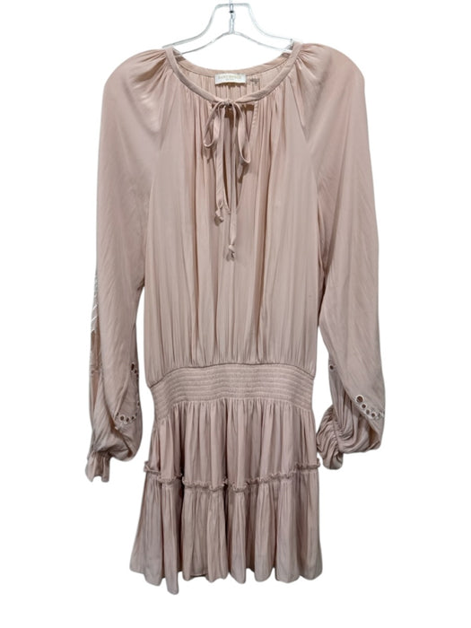 Ramy Brook Size M Light Pink Polyester Smocked Waist Band Long Sleeve Dress Light Pink / M