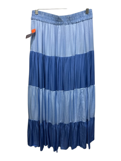 Emily McCarthy Size M Blue Viscose Blend Elastic Waist Colorblock Maxi Skirt Blue / M