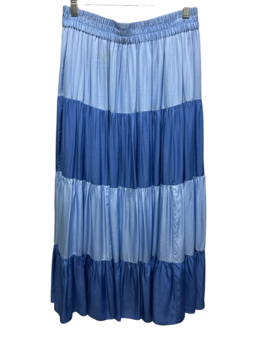 Emily McCarthy Size M Blue Viscose Blend Elastic Waist Colorblock Maxi Skirt Blue / M