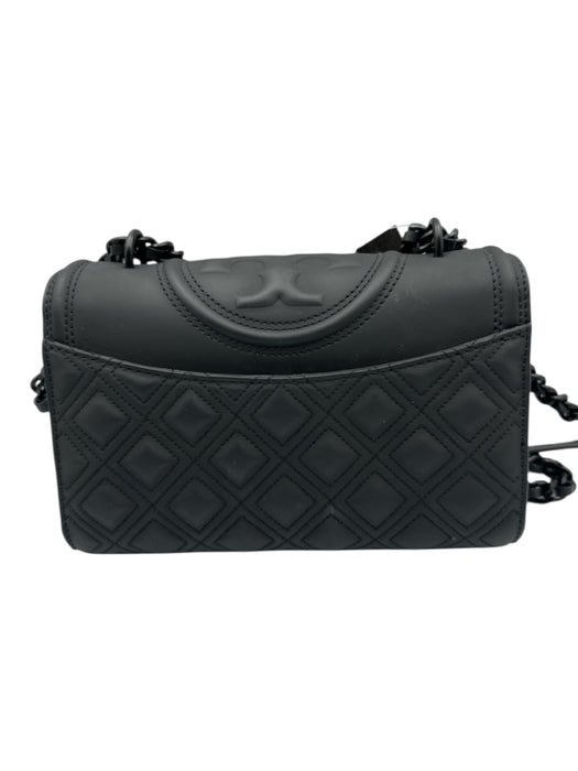 Tory Burch Black Leather Magnetic Closure Matte Crossbody Bag Black