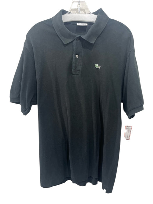 Lacoste Size 6 Black Cotton Solid Polo Men's Short Sleeve Black / 6