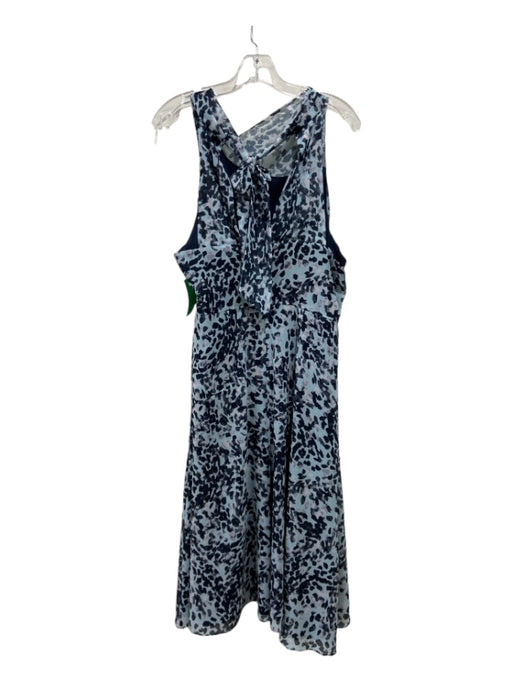 Donna Karan Size 12 Blue & Navy Print Polyester Abstract Sleeveless Dress Blue & Navy Print / 12