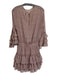 Misa Size M Tan, Light Brown & Hot Pink Viscose Floral 3/4 Sleeve Sheer Dress Tan, Light Brown & Hot Pink / M