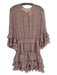 Misa Size M Tan, Light Brown & Hot Pink Viscose Floral 3/4 Sleeve Sheer Dress Tan, Light Brown & Hot Pink / M