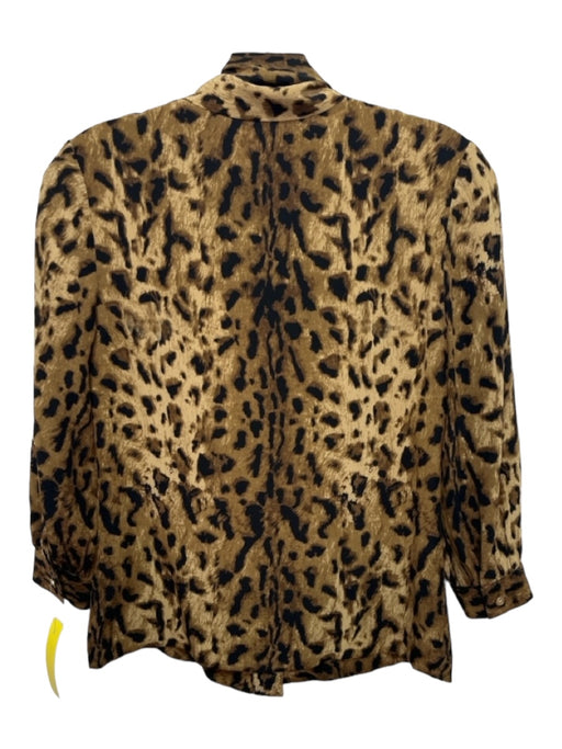 Tory Burch Size 0 Brown & Black Silk Cheetah Print 3/4 Sleeve Button Up Top Brown & Black / 0