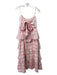 Sue Sartor Size S Pink & White Cotton Gingham Ruffled Tiered Tie Back Dress Pink & White / S