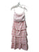 Sue Sartor Size S Pink & White Cotton Gingham Ruffled Tiered Tie Back Dress Pink & White / S