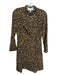 Derek Lam 10 Crosby Size 0 Black & Gold Silk Floral V Neck Cutout Dress Black & Gold / 0