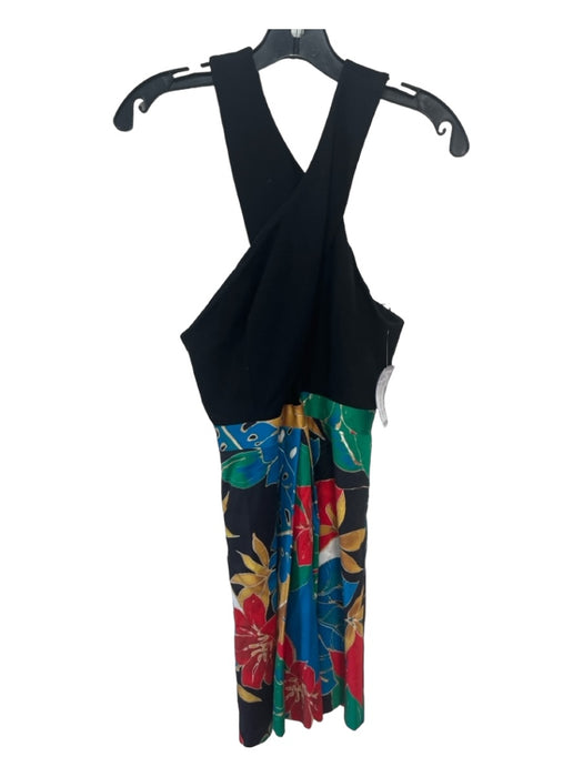 Alice & Olivia Size 4 Black, red, blue Cotton Blend Floral Sleeveless Dress Black, red, blue / 4