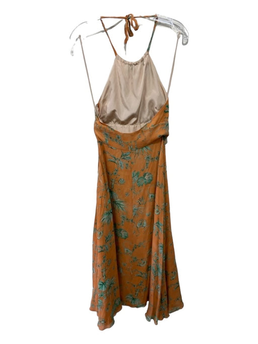 Red Valentino Size 38 Orange & Blue Silk Floral Paisley Halter Maxi Dress Orange & Blue / 38